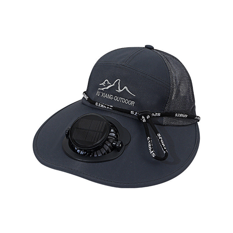 Ventilated outdoor sun hat with solar fan
