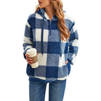 Women's Cozy Plaid Coat with High Collar
