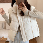 Women's Thick Padded Vest with High Collar and Comfortable Slip Pockets