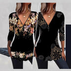 Women's Floral Blouse with V-Neck