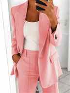 Women's Office-Ready Pantsuit Set with Wide Trousers and Tailored Blazer