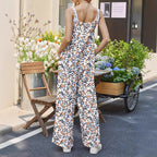 Casual Women's Jumpsuit with Floral Patterns and Pockets
