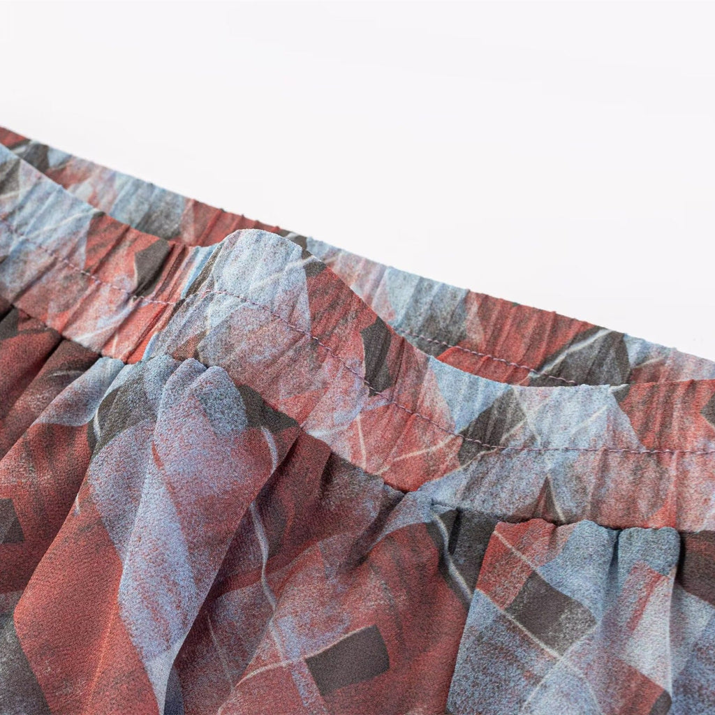 Women's Maxi Skirt with Voluminous Ruffles and Graphic Pattern