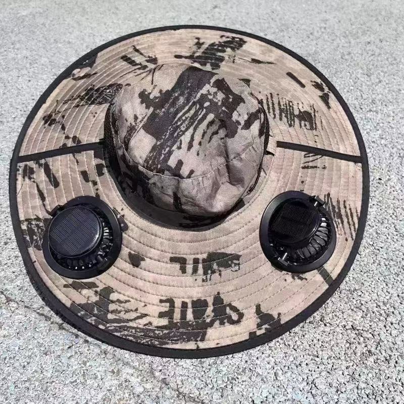 Ventilated outdoor fishing hat with two rechargeable fans