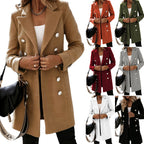 Women's Elegant Double-Breasted Wool Coat with Modern Cut