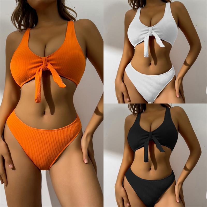 Women's Crop-Top Swimsuit with Knot Detail