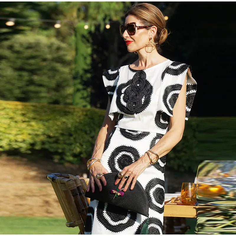 Women's Maxi Skirt with Graphic Pattern and Side Slit