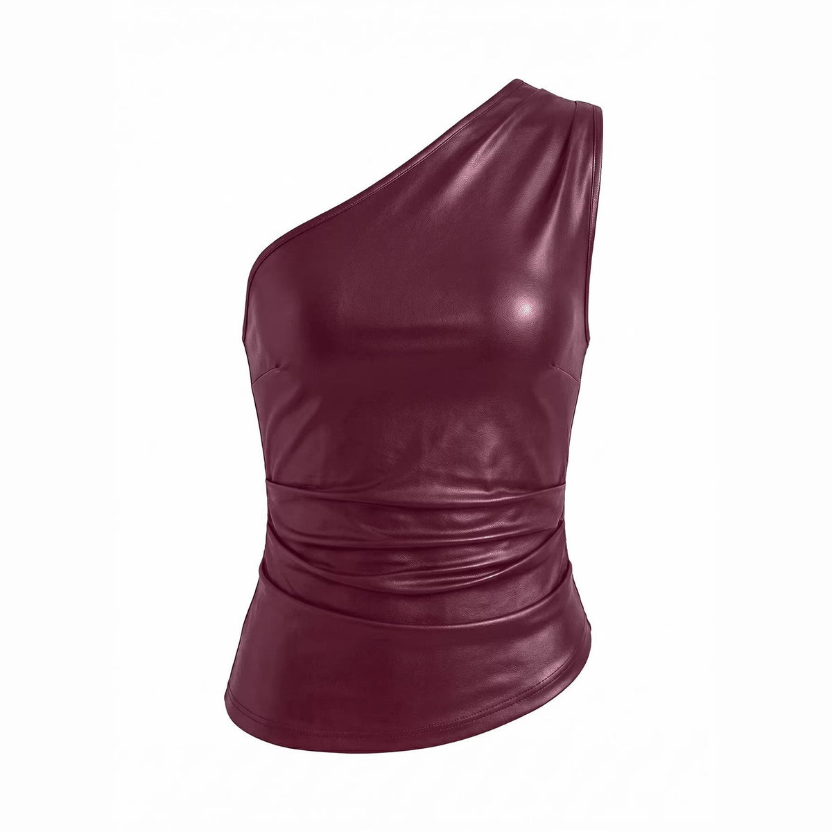 Women's Asymmetrical Faux Leather Top