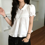 Women's Blouse with Ruffles and Elegant Collar