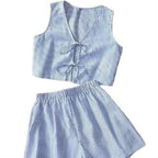 Women's Lounge-Wear Set with Ruching and Back Lacing