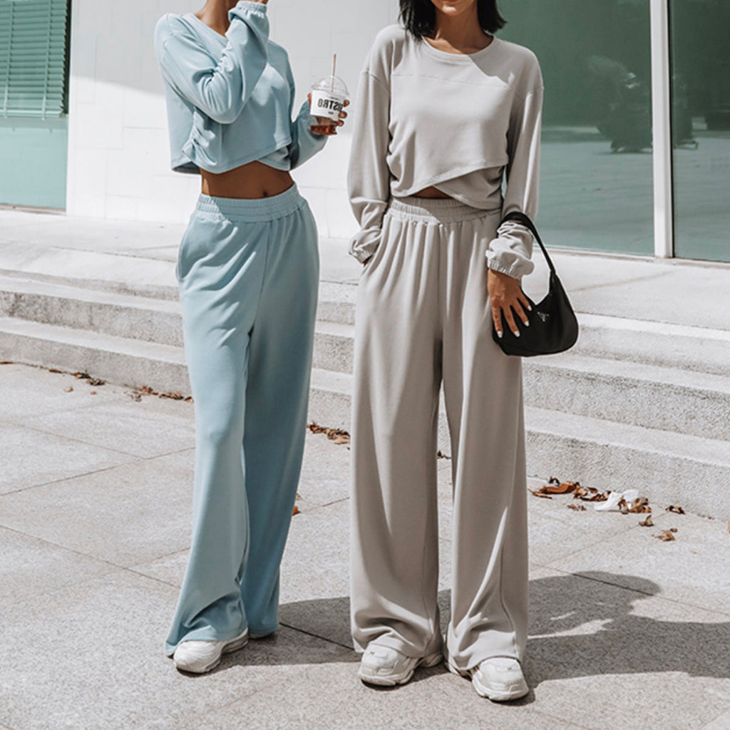 Lounge Set with Cropped Top and Wide-Leg Pants