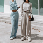 Lounge Set with Cropped Top and Wide-Leg Pants
