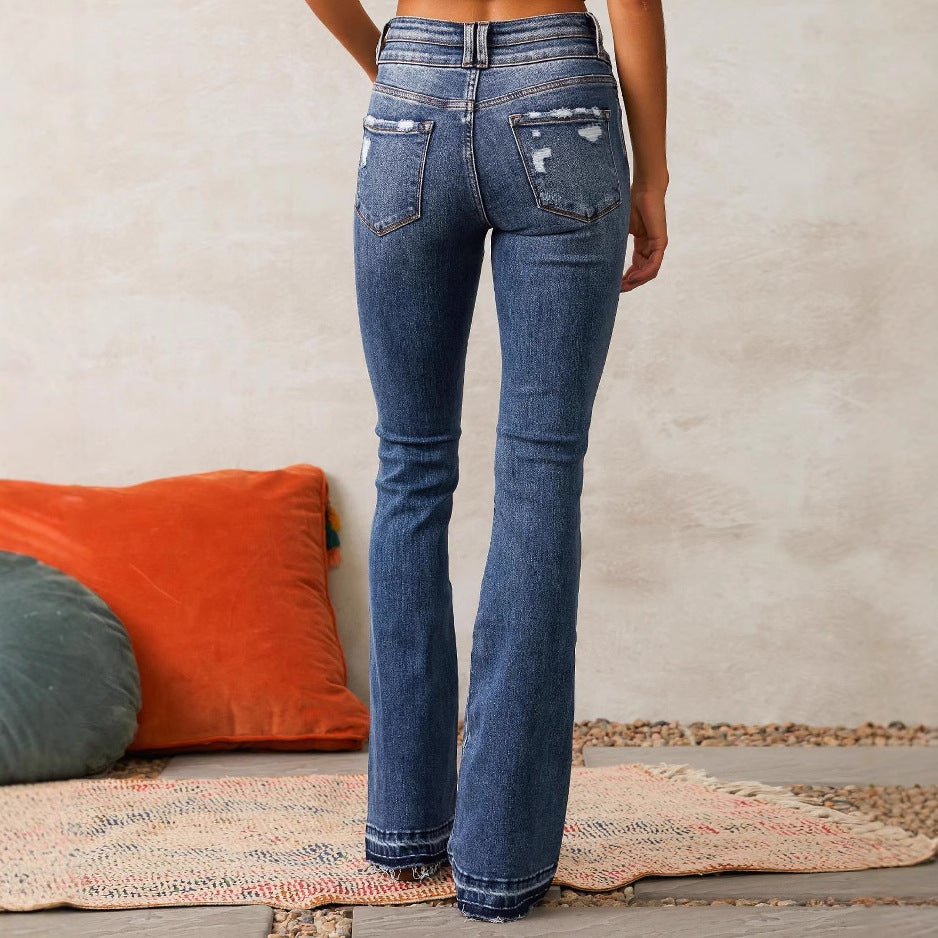 Women's Vintage-Style High-Waisted Flared Jeans