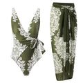 Women's Swimsuit with Wrap Skirt and Floral Design