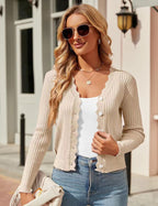 Women's Elegant Cardigan with Wavy Edges
