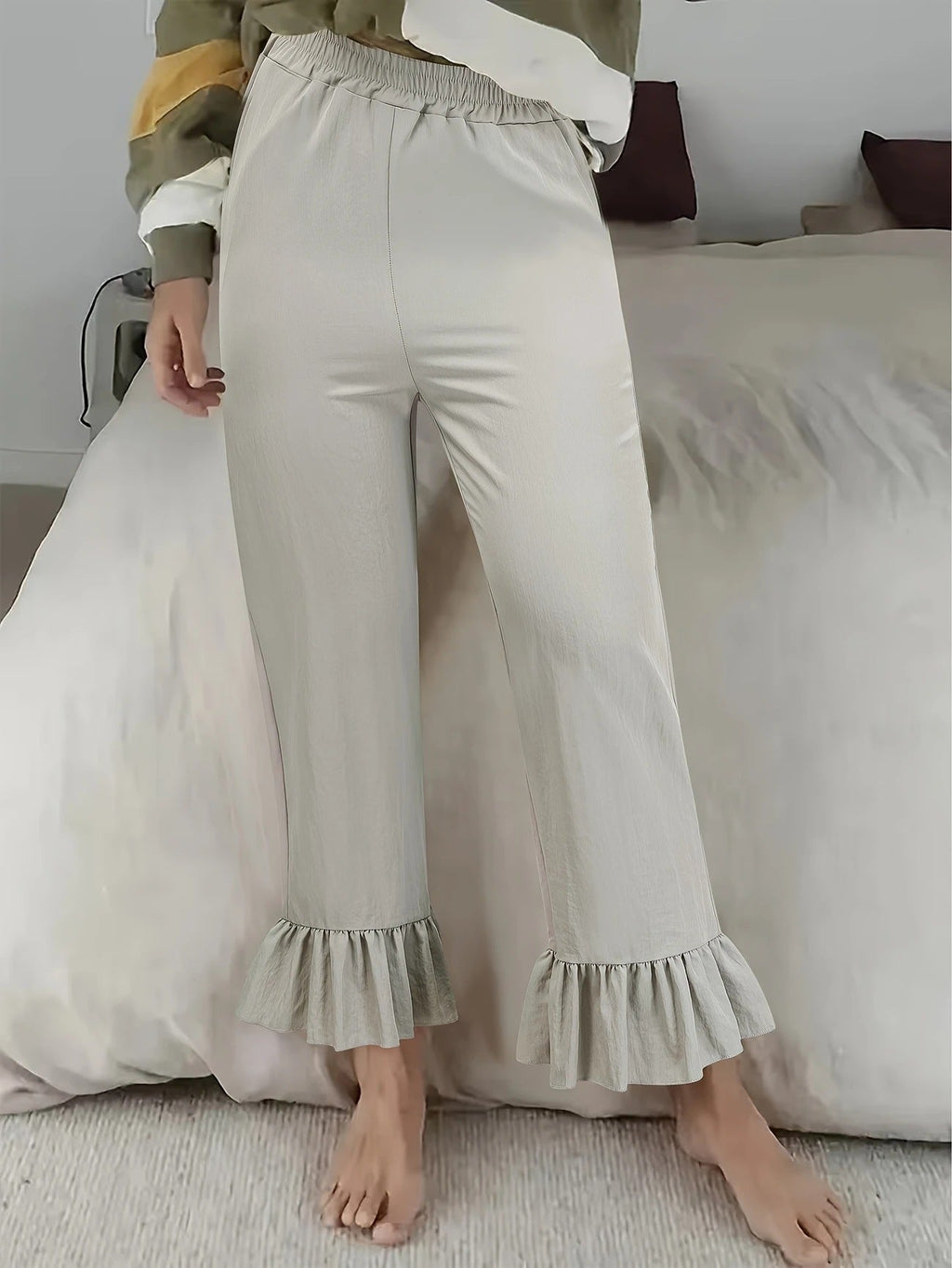 Women's Casual Pants with Ruffle Hems