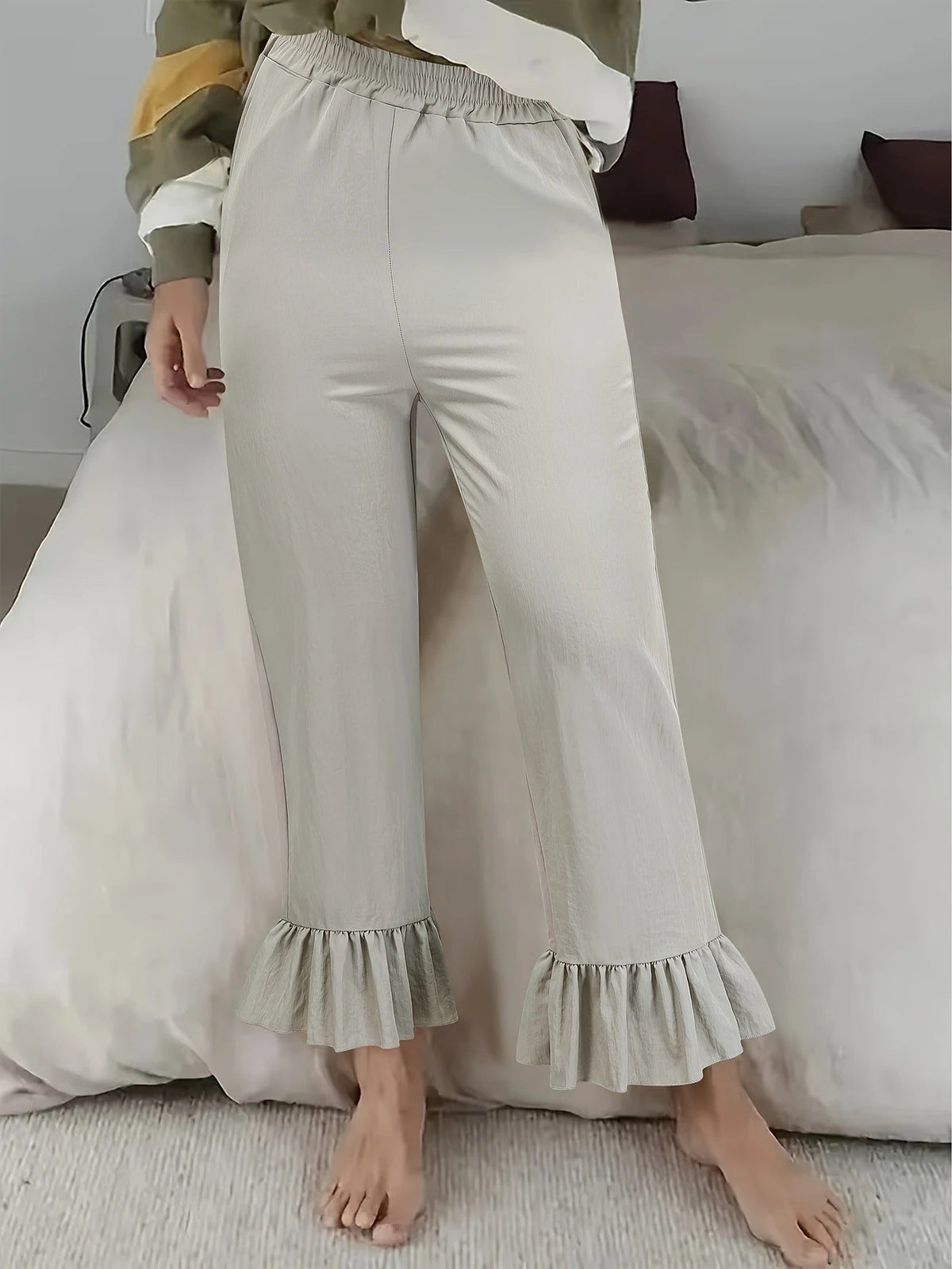 Women's Casual Pants with Ruffle Hems