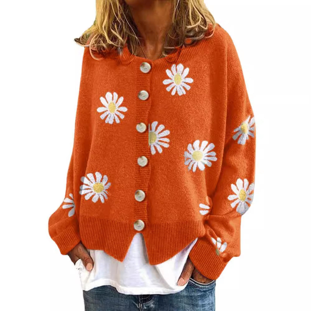 Women's Casual Floral Cardigan with Button Details