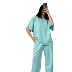 Cotton Set with Wide-Cut Top and Comfortable Pants