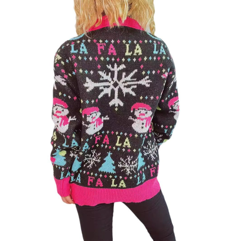 Festive Sweater with Colorful 3D Appliqués