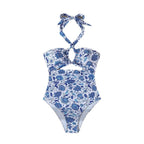 Women's Swim Dress with Fashionable Cut-Out and Chic Floral Pattern