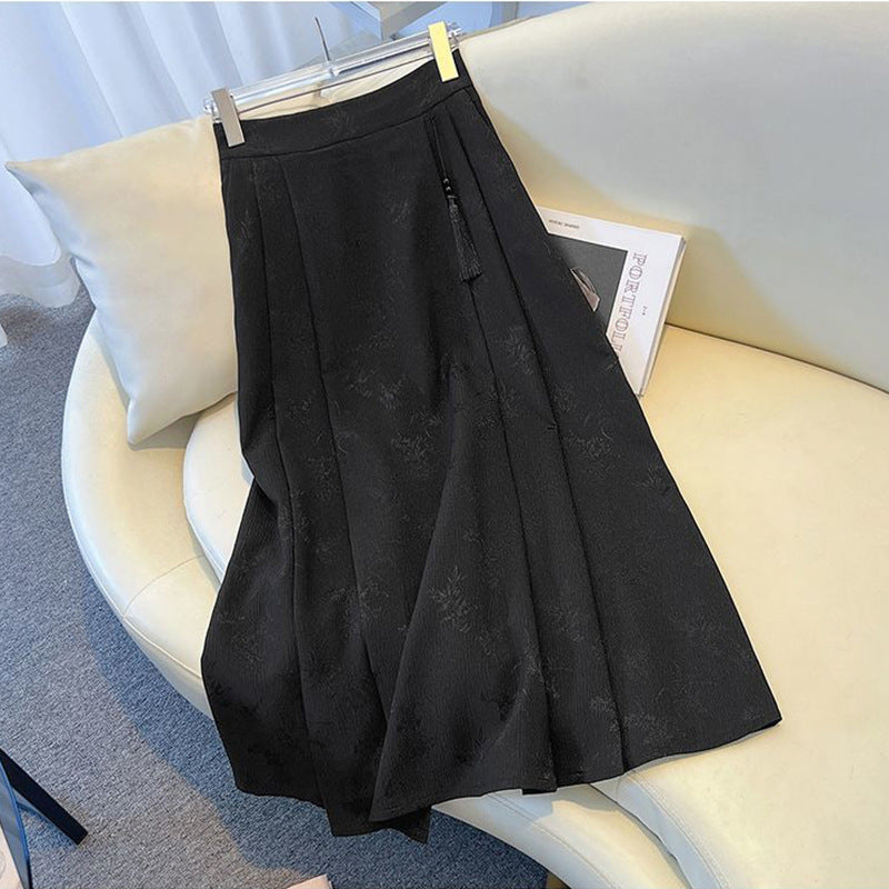 Women's Elegant Midi Skirt with Textured Fabric