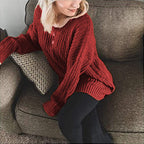 Women's Chunky Knit Sweater with Wide Cut
