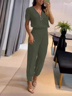 Women's Jumpsuit with High Neck and Side Zipper