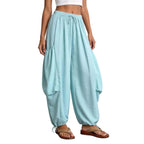 Women's Comfortable Casual Pants with Oversized Pockets and Elastic Waistband