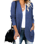 Women's Casual Knit Coat with Pockets and Open Front
