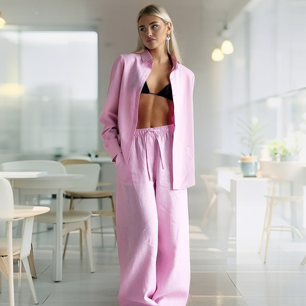 Women's Comfortable Linen Loungewear Suit