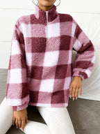 Women's Fleece Pullover with High Collar and Full-Length Zipper