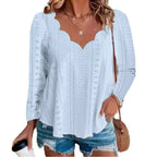 Women's Airy Blouse with Modern Eyelet Pattern