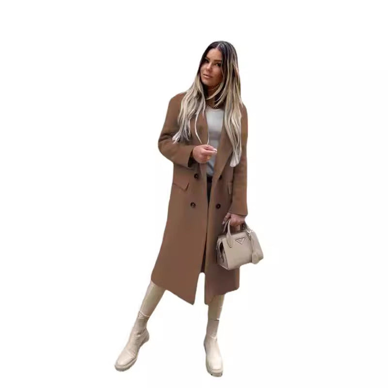 Women's Elegant and Timeless Double-Breasted Wool Coat