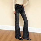 Women's High-Waisted Flared Jeans with Adjustable Waistband