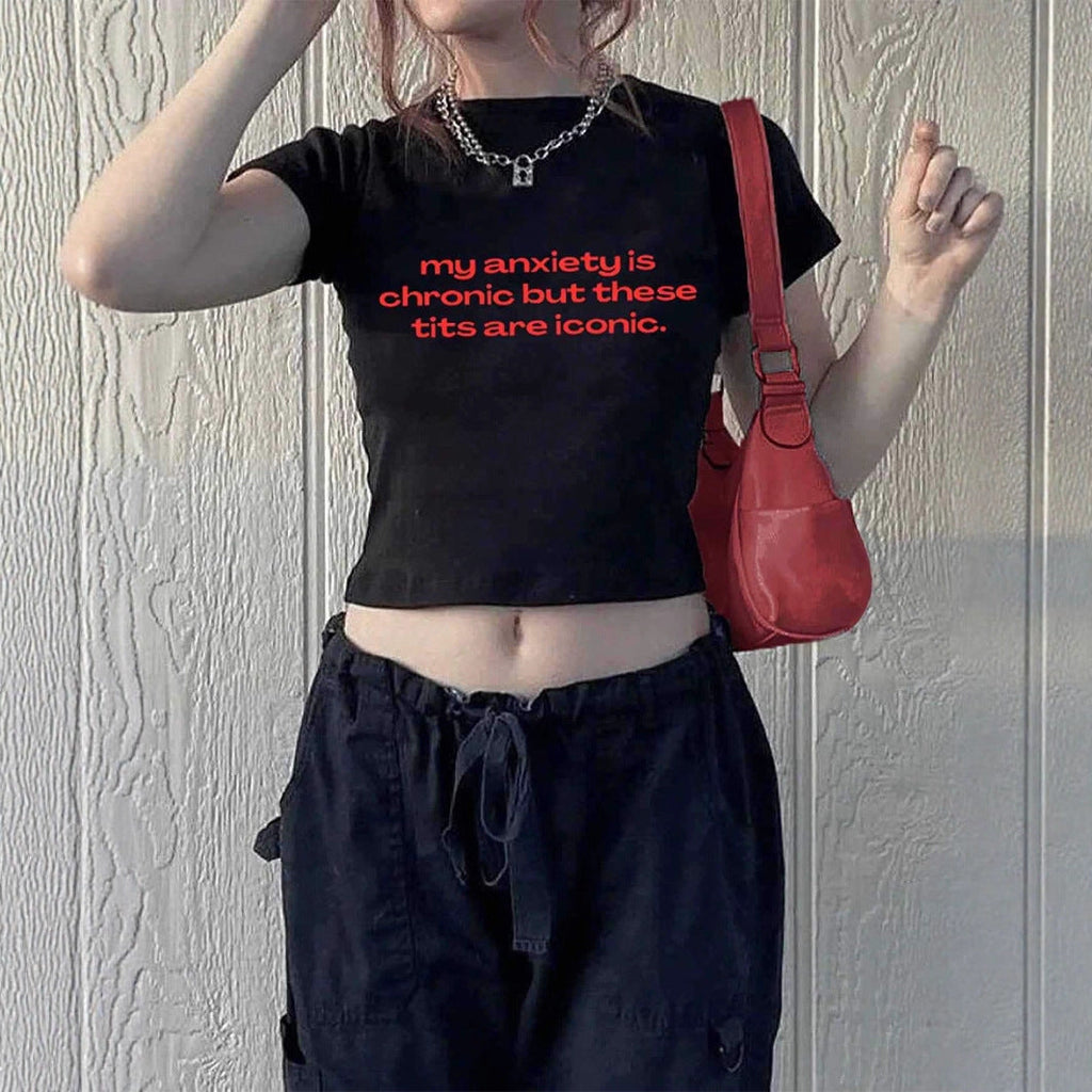 Women's Cropped T-Shirt with Inspirational Text and Slim Fit