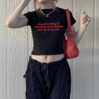 Women's Cropped T-Shirt with Inspirational Text and Slim Fit