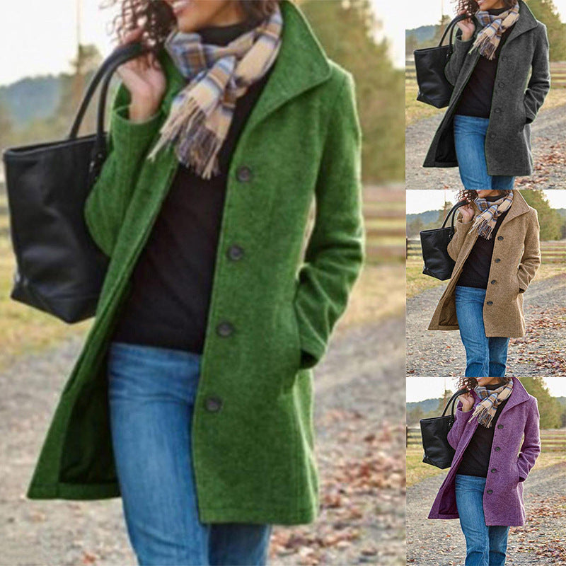 Elegant Wool Coat with Classic Lapel