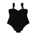 Elegant High-Cut One-Piece with Ruffle Details