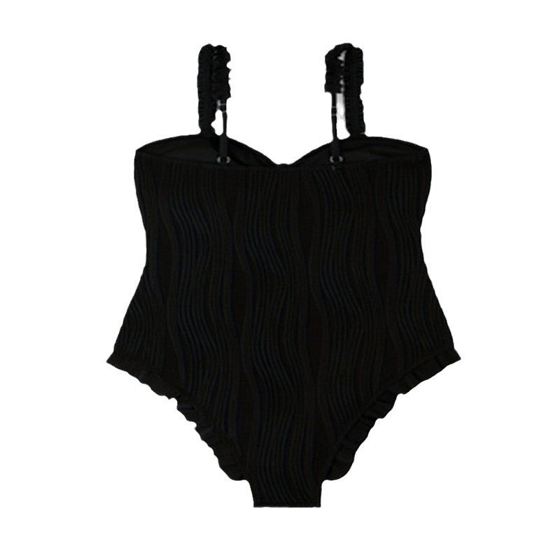 Elegant High-Cut One-Piece with Ruffle Details