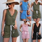Women's Casual Overall with Buttoned Neckline and Adjustable Waist