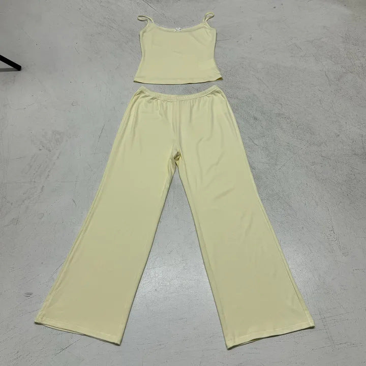 Lounge Set with Spaghetti Strap Top and Wide-Leg Pants