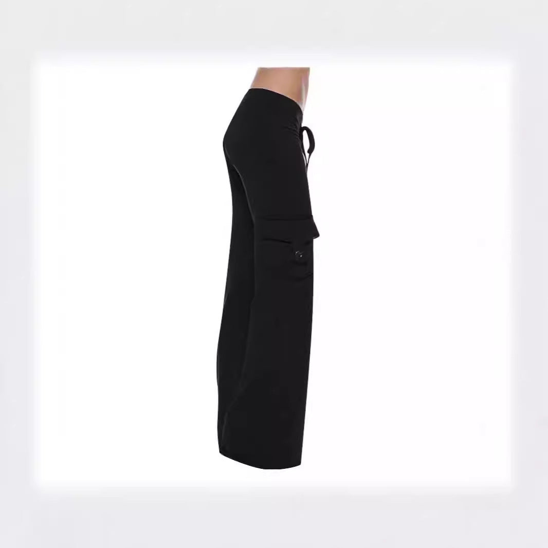 Women's Comfortable Casual Pants with Side Pockets and Elastic Waist