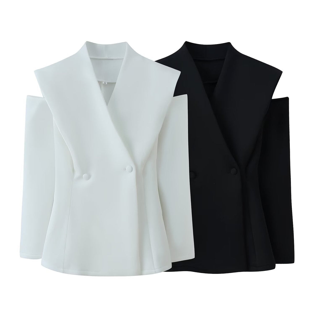 Elegant Blazer with Modern Cut and Unique Collar