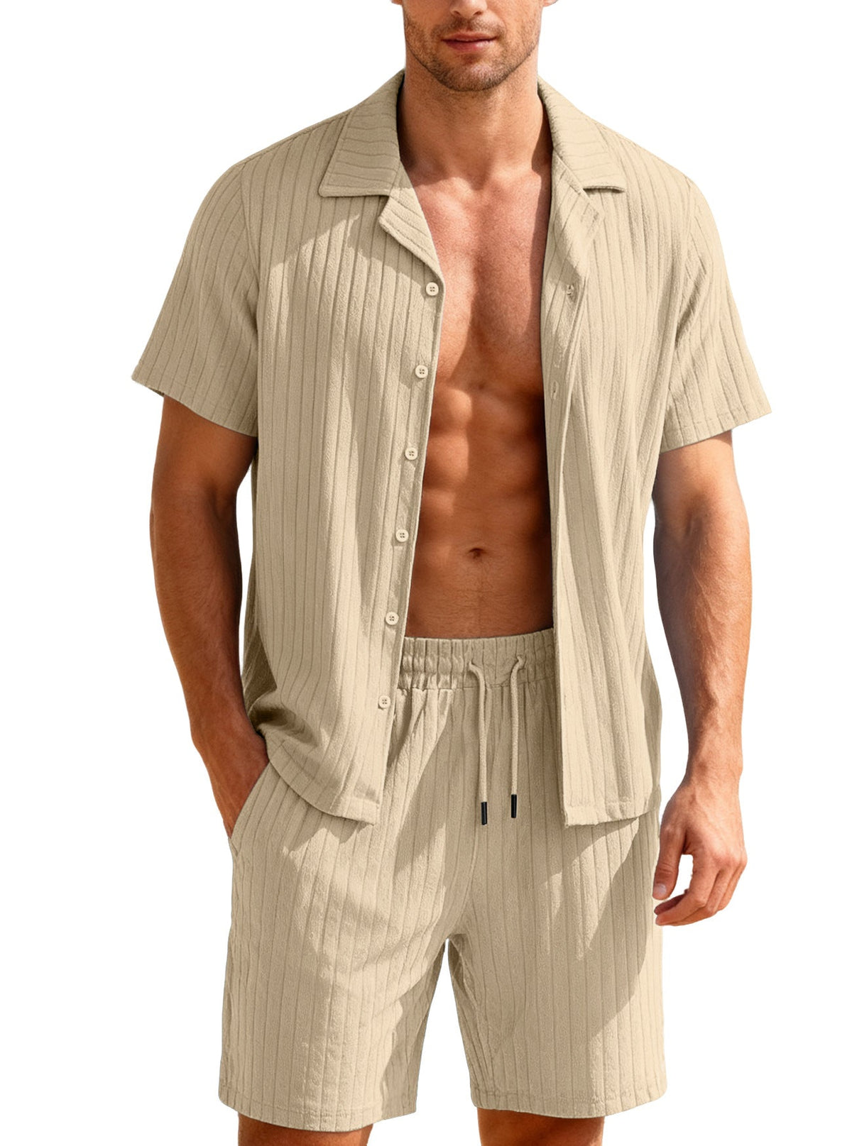 Men's Ribbed Fine Knit Lounge Set