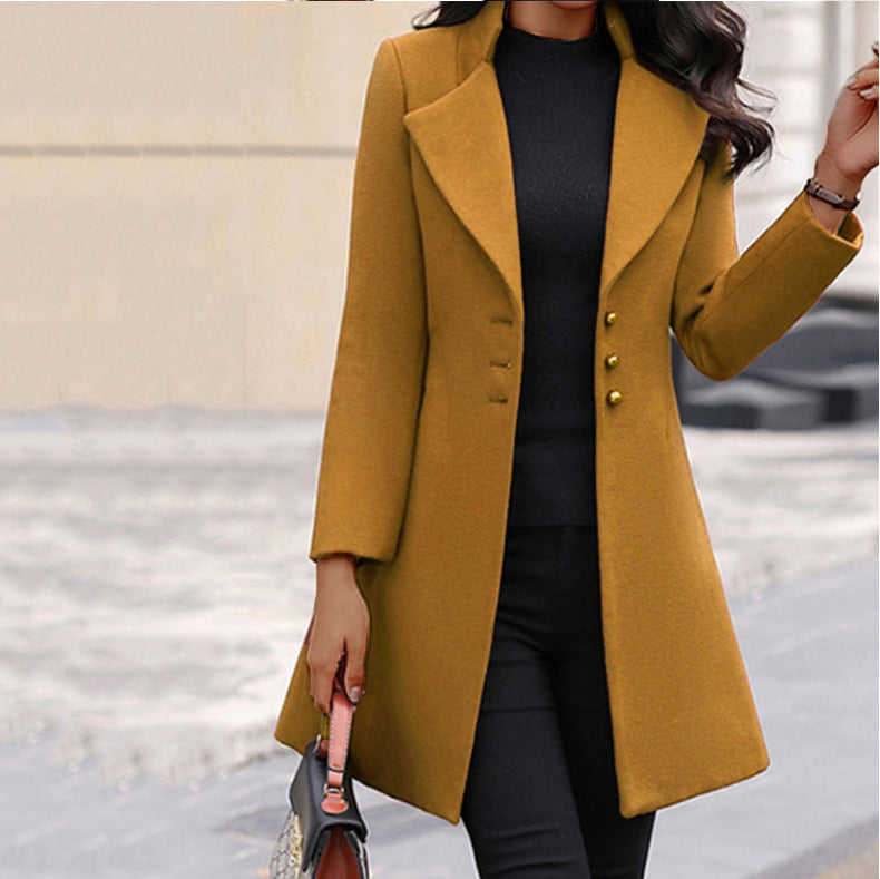 Women's Elegant Wool Coat with Structured Cut
