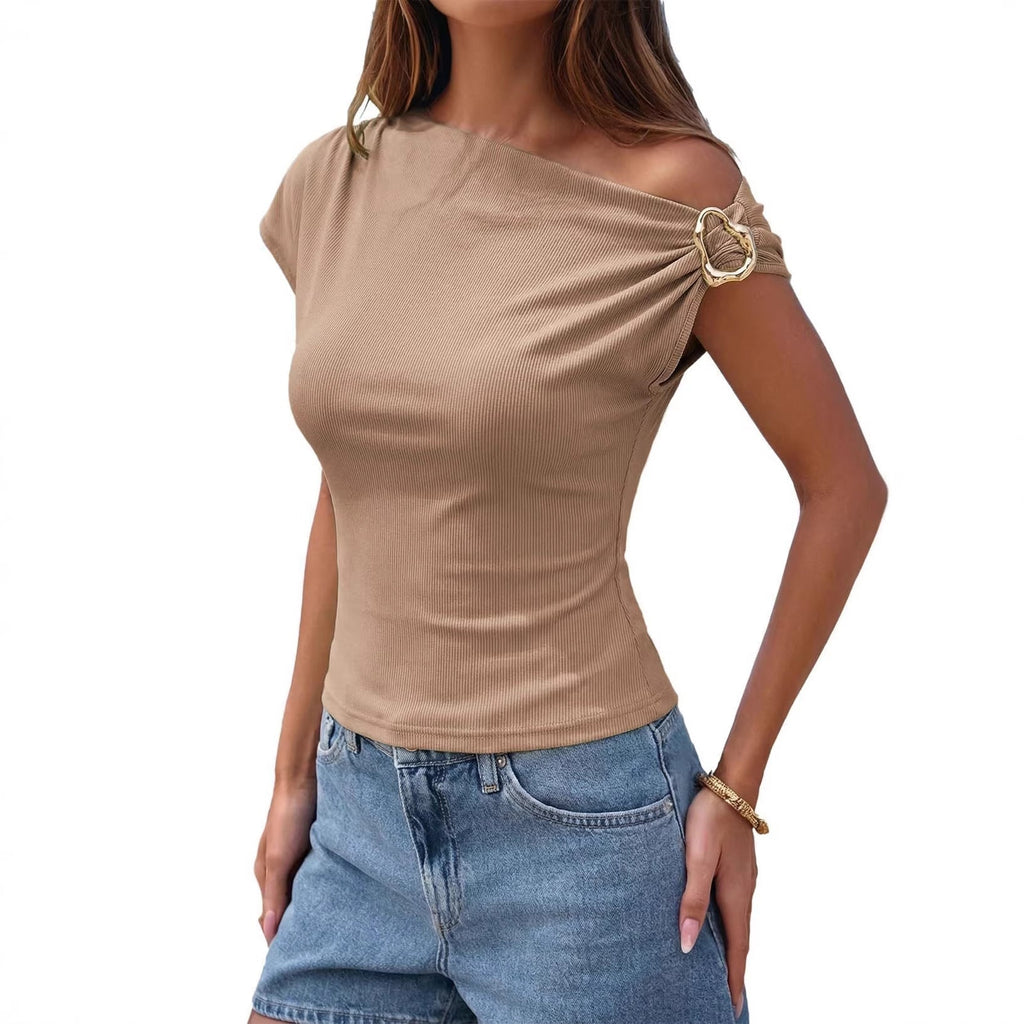 Women's Asymmetrical Shoulder Detail Top