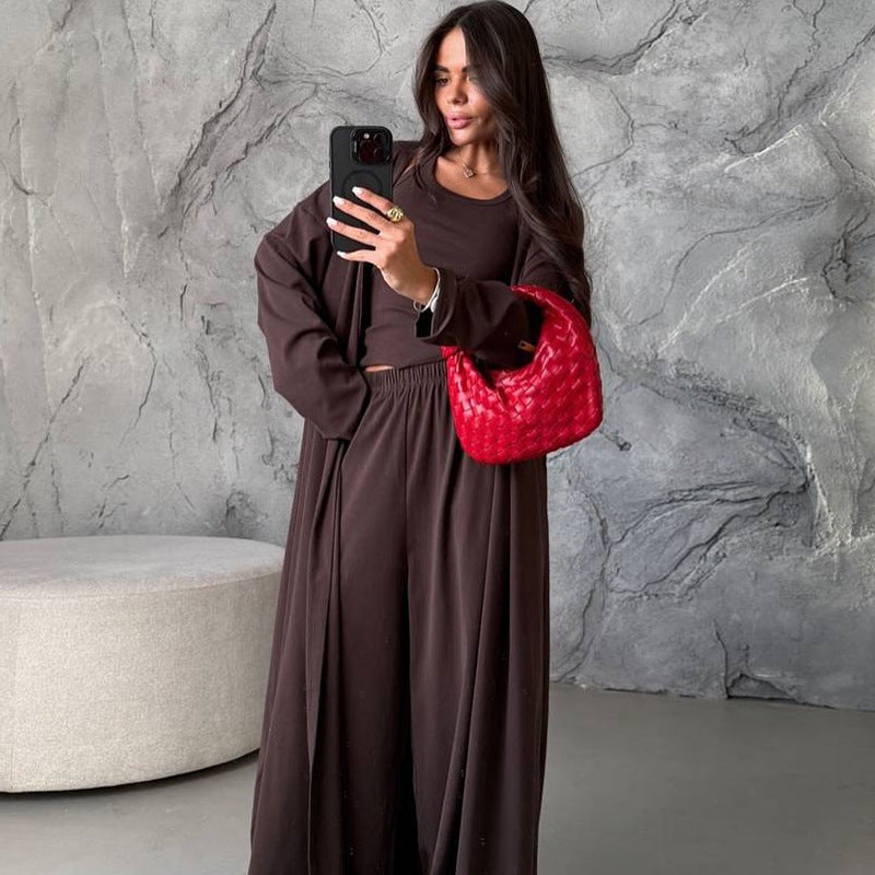 Women's Wide-Cut Loungewear Set with Cropped Top