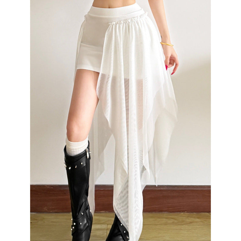 Women's Chiffon Maxi Skirt with Asymmetrical Cut
