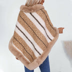 Women's Elegant Poncho with Luxurious Fur Trim